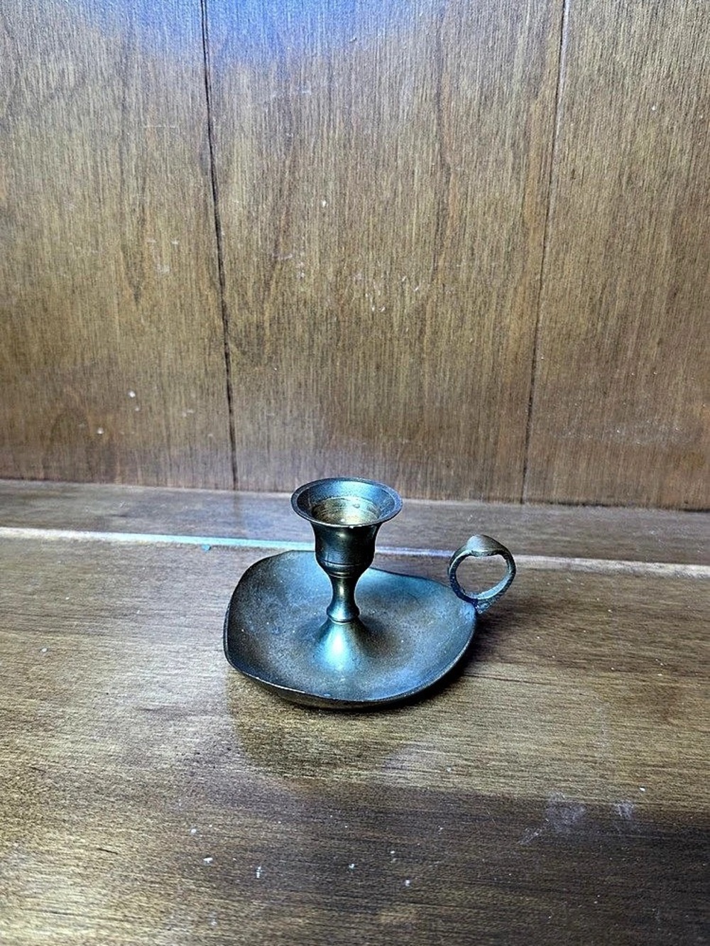 Metal Chamberstick Candle Holder - Brown